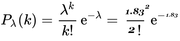 Formel der Poisson-Verteilung mit Beispielrechnung